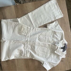Forever 21 White Denim Jumpsuit